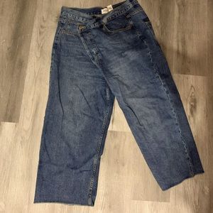 Crossover cropped wide leg jeans